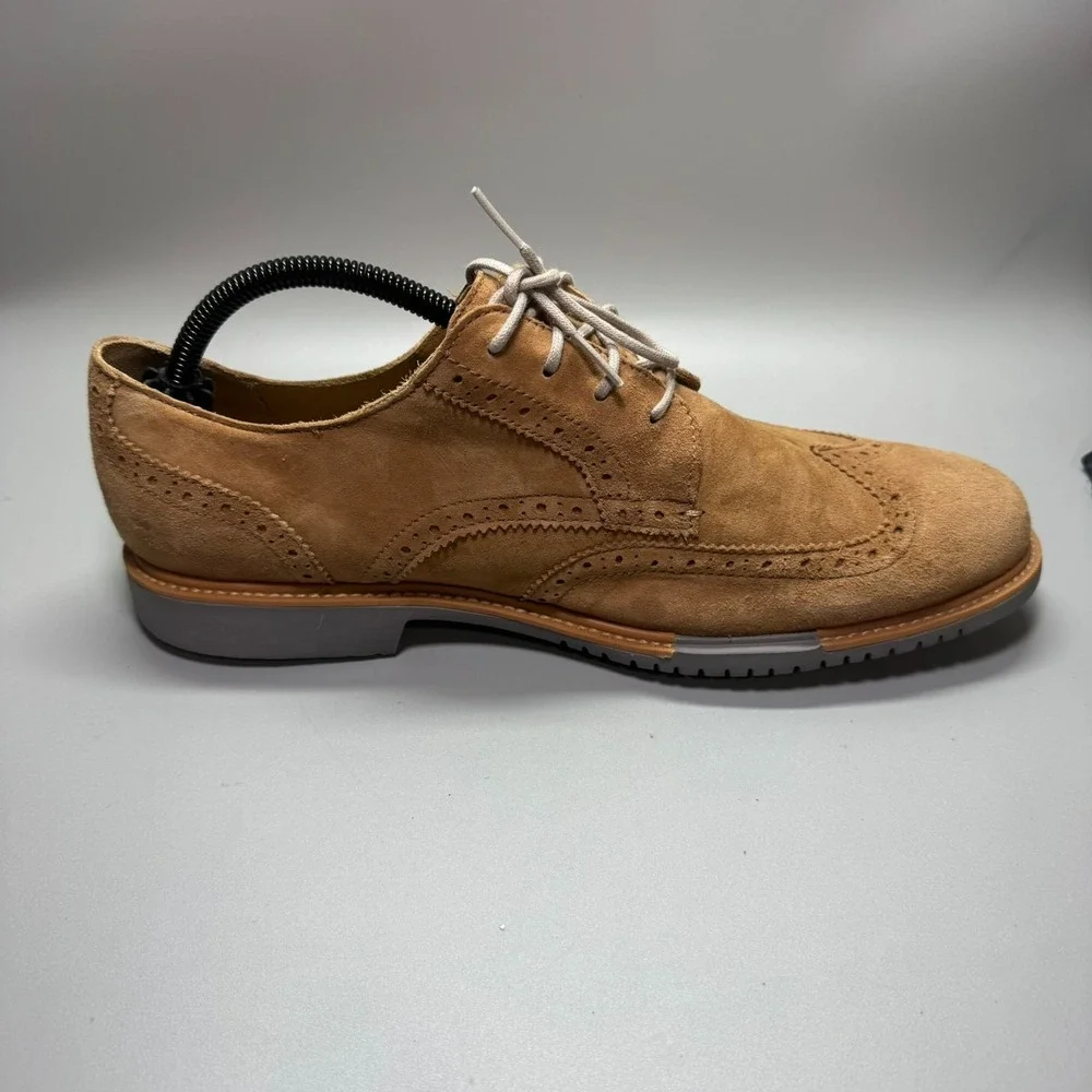 Cole Haan Mens Derby Dress Shoes Brown Leather Brogue Wingtip Lace Up‎ 10